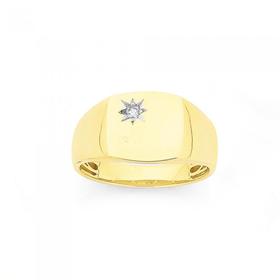 9ct-Gold-Square-Diamond-Set-Signet-Ring on sale