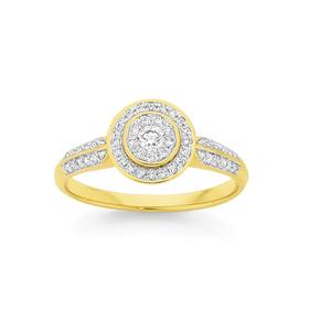 9ct+Gold+Diamond+Cluster+Ring