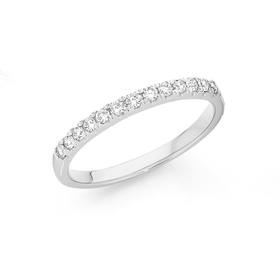 9ct+White+Gold+Fine+Diamond+Band