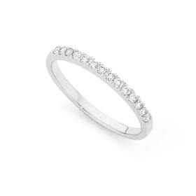 9ct+White+Gold+Fine+Diamond+Band