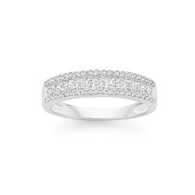 9ct-White-Gold-Diamond-Three-Row-Band on sale