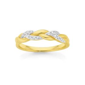 9ct+Gold+Diamond+Weave+Swirl+Ring