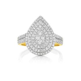 9ct+Gold+Diamond+Pear+Shape+Dress+Ring