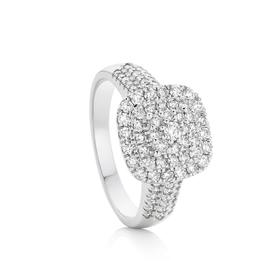 9ct-White-Gold-Diamond-Cushion-Shape-Dress-Ring on sale