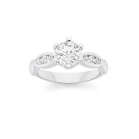 Silver-CZ-Solitaire-With-Oval-Side-Stone-Ring on sale