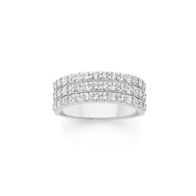 Silver-CZ-3-Row-Claw-Set-Dress-Ring on sale