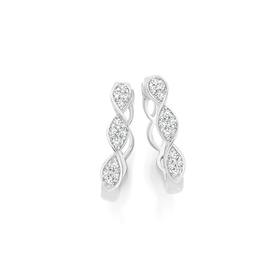 9ct-White-Gold-Diamond-Fancy-Hoop-Earrings on sale