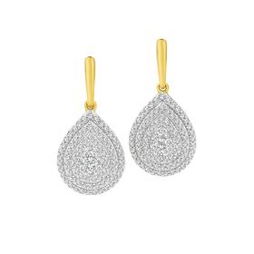 9ct+Gold+Diamond+Pear+Shape+Drop+Stud+Earrings