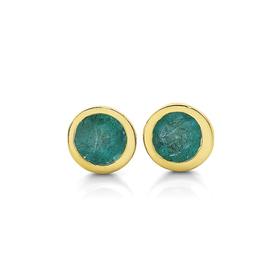 9ct-Gold-Emerald-Stud-Earrings on sale