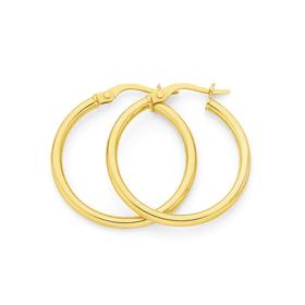 9ct+Gold+20mm+Hoop+Earrings