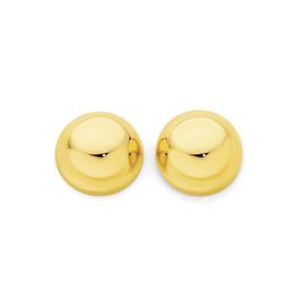 9ct+Gold+10mm+Dome+Stud+Earrings