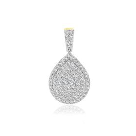 9ct+Gold+Diamond+Cluster+Pear+Shape+Pendant