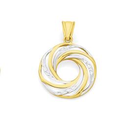 9ct+Gold+Two+Tone+Spiral+Pendant