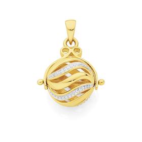 9ct+Gold+Two+Tone+12mm+Spinning+Ball+Pendant