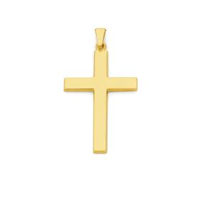 9ct+Gold+28mm+Polished+Cross