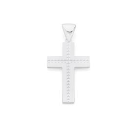 Silver+Diamond+Cut+Centre+Cross+Pendant