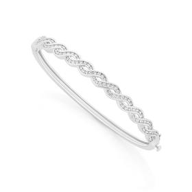 Silver+CZ+Twist+Oval+Hinge+Bangle