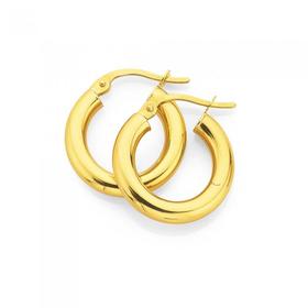 9ct-Gold-3x10mm-Polished-Hoop-Earrings on sale