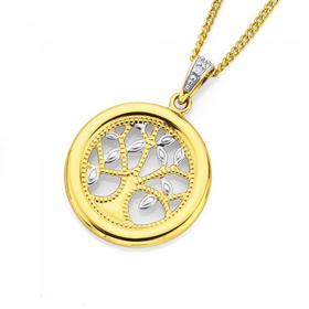 9ct+Gold+Diamond+Tree+of+Life+Pendant