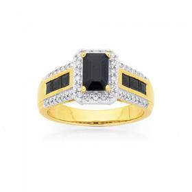 9ct-Gold-Sapphire-Diamond-Dress-Ring on sale