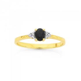 9ct+Gold+Sapphire+%26+Diamond+Dress+Ring