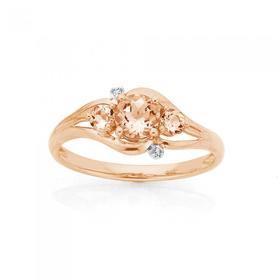 9ct-Rose-Gold-Morganite-Diamond-Dress-Ring on sale