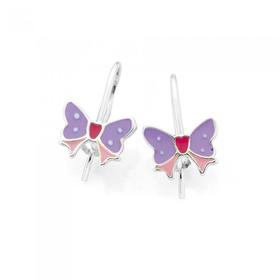 Silver-Pink-Lavender-Bow-Hook-Earrings on sale