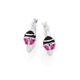 Silver-Pink-Ladybird-Hoop-Earrings on sale