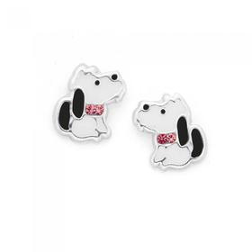 Silver-Black-White-Puppy-Dog-Earrings on sale