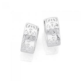 Silver-Filigree-Huggie-Earrings on sale