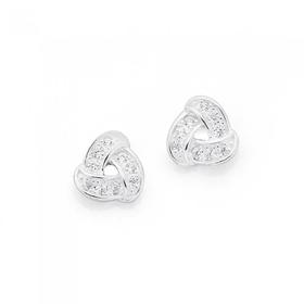 Silver-Pave-CZ-3-Strand-Knot-Studs on sale