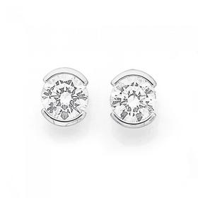 Silver-CZ-Bezel-Top-Stud-Earrings on sale