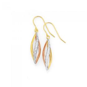 9ct-Gold-Tri-Tone-Twist-Drop-Earrings on sale