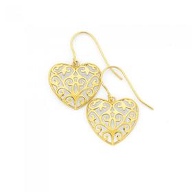 9ct-Gold-Heart-Drop-Earrings on sale