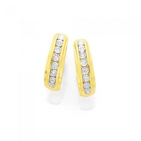 9ct+Gold+Diamond+Huggie+Earrings