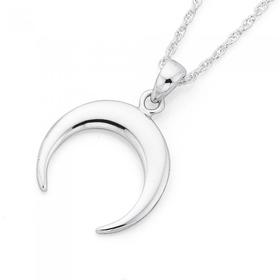 Silver-Plain-Crescent-Moon-Pendant on sale