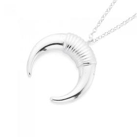 Silver-Ridged-Crescent-Moon-Pendant on sale