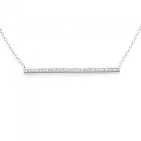 Silver-CZ-Fine-Bar-Necklace on sale