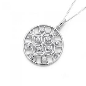 Silver-CZ-Mosaic-Round-Pendant on sale