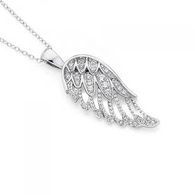 Silver-CZ-Cutout-Angel-wing-Pendant on sale