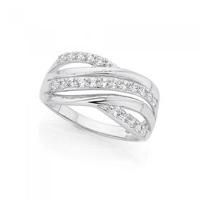 Silver-CZ-Multi-Waves-Entwined-Ring-SZ-O on sale