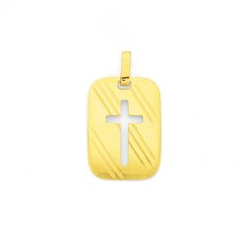 9ct-Gold-Cross-Dog-Tag-Pendant on sale