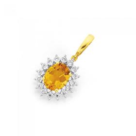 9ct-Gold-Citrine-Diamond-Enhancer-Pendant on sale