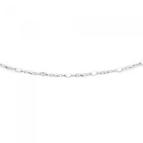 Silver+45cm+Diamond+Cut+%26+Plain+Short+Oval+Link+Chain