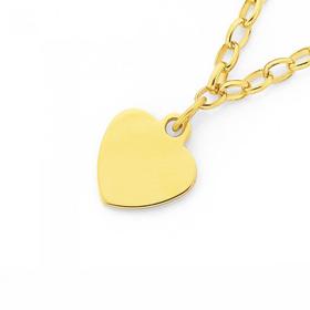 9ct+Gold+19cm+Solid+Belcher+Heart+Charm+Bracelet