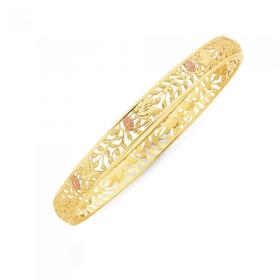 9ct-Gold-Tri-Tone-65mm-Solid-Bangle on sale