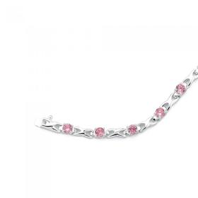 Silver-Pink-Cubic-Zirconia-Kiss-Bracelet on sale