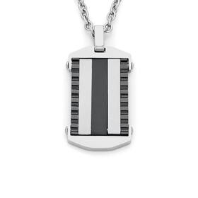 MY-Steel-Black-Enamel-Line-Fancy-Edge-Pendant on sale