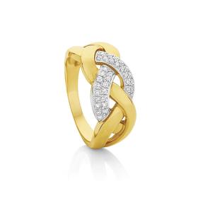 9ct+Gold+Diamond+Plait+Dress+Ring