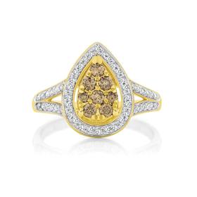 9ct+Gold+Champagne+Diamond+Dress+Ring